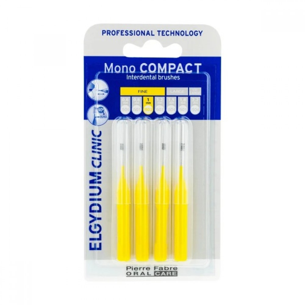 Elgydium Clinic Mono Compact Yellow 0.5mm – Μεσοδόντια Βουρτσάκια για Καθημερινή Στοματική Φροντίδα Στοματική φροντίδα