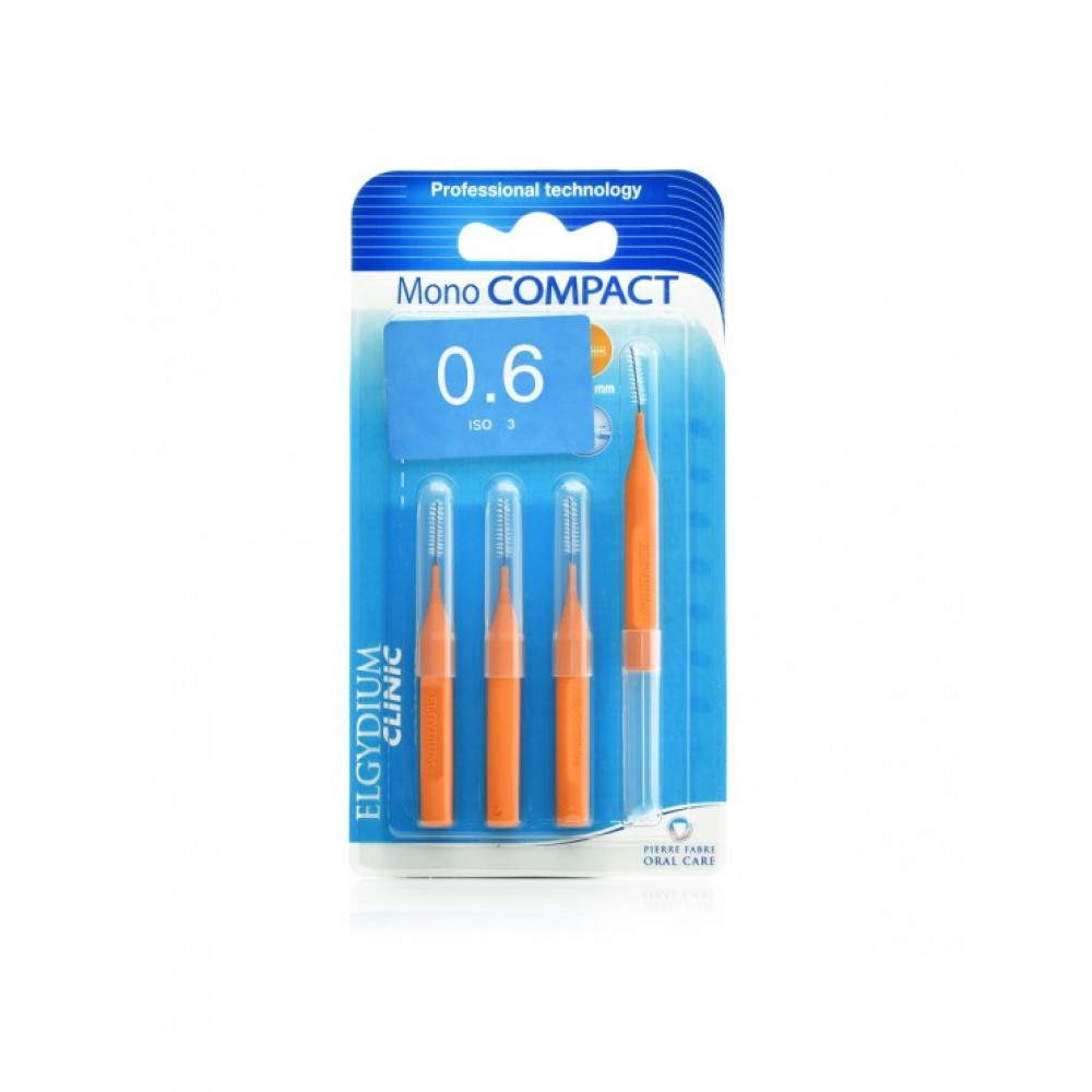 Elgydium Clinic Mono Compact Orange 0.6mm – Μεσοδόντια Βουρτσάκια για Καθημερινή Στοματική Φροντίδα Στοματική φροντίδα