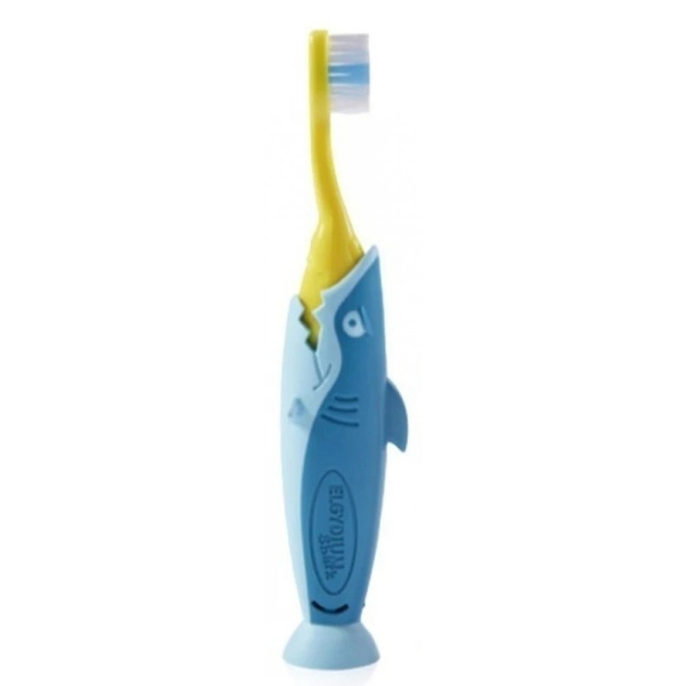 Elgydium Kids Shark Οδοντόβουρτσα 2-6 Ετών – Μαλακή Φροντίδα με Διασκεδαστικό Σχεδιασμό Καρχαρία! Στοματική φροντίδα