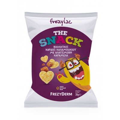 FREZYLAC THE SNACK Βιολογικές καρδιές καλαμποκιού με αλατισμένη καραμέλα 30gr