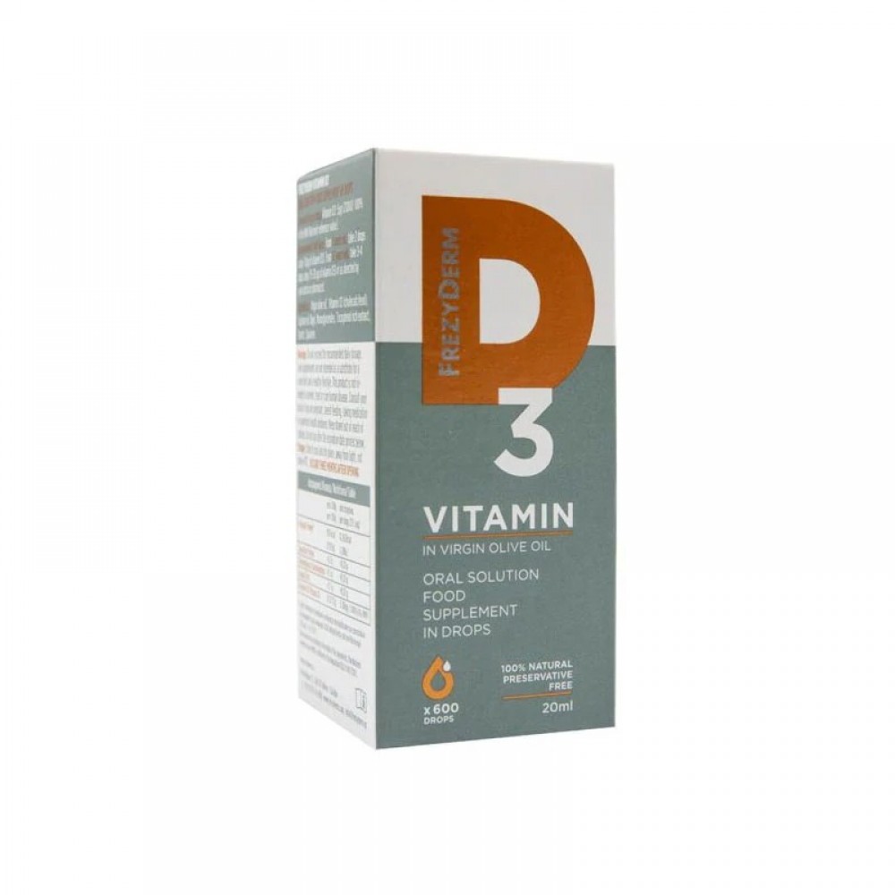 Frezyderm Vitamin D3 – Υγρή Βιταμίνη D3 για Οστά, Ανοσοποιητικό & Παιδική Ανάπτυξη (20ml) Συμπληρώματα διατροφής