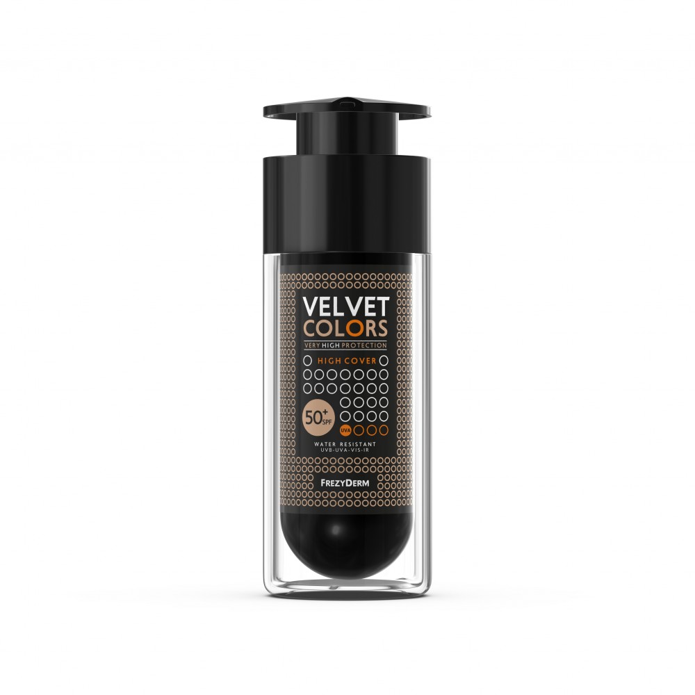 Frezyderm Velvet Colors High Cover SPF 50+ 30ml – Ματ Foundation με Πλήρη Κάλυψη & Βελούδινη Υφή Καλλυντικά