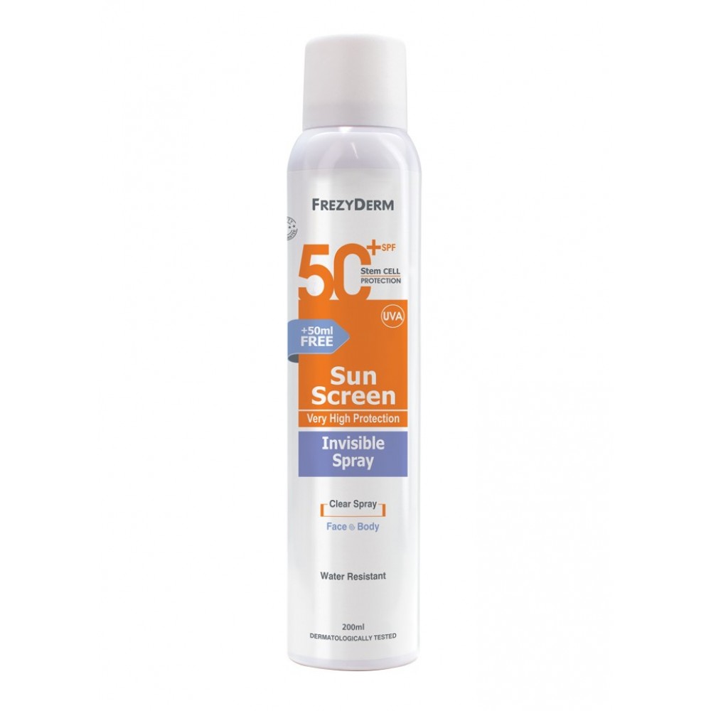 Frezyderm Sun Screen Invisible Spray SPF 50+ 200ml - Αντηλιακή Προστασία για Ευαίσθητο Δέρμα Αντηλιακά
