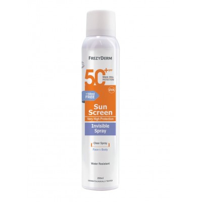 Frezyderm Sun Screen Invisible Spray SPF 50+ 200ml - Αντηλιακή Προστασία για Ευαίσθητο Δέρμα