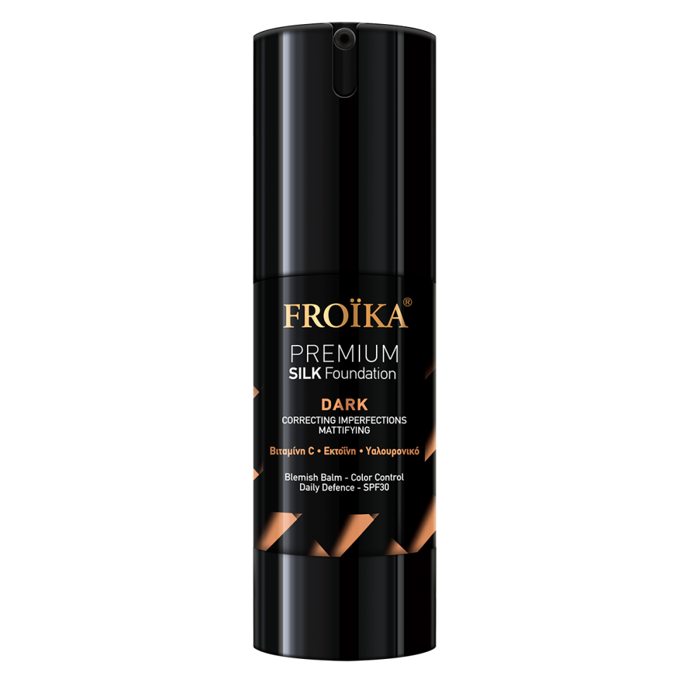 Froika Premium Silk Foundation Dark 30ml – Ματ Κάλυψη & Ελαφρύ Μακιγιάζ με Αντιηλιακή Προστασία Καλλυντικά