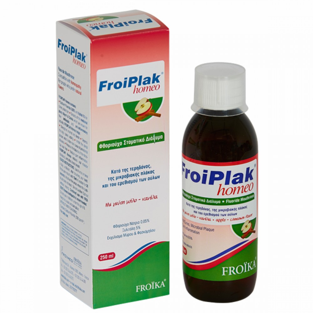 Froika FroiPlak Homeo Mouthwash Μήλο & Κανέλα 250ml – Φθοριούχο Στοματικό Διάλυμα Χωρίς Αλκοόλη Στοματική φροντίδα