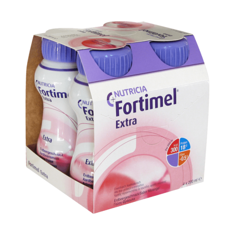 Nutricia Fortimel Protein 1.5 kcal Φράουλα – Εξειδικευμένο Πόσιμο Συμπλήρωμα Διατροφής Υψηλής Πρωτεΐνης & Θερμιδικής Πυκνότητας 4x200ml Συμπληρώματα διατροφής