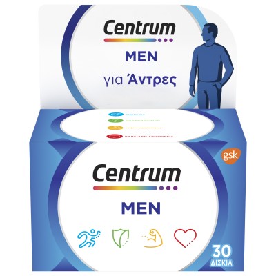 Centrum Men – Πολυβιταμίνη για Άνδρες με Ενέργεια, Μυϊκή Υποστήριξη & Ανοσία, 30 Δισκία