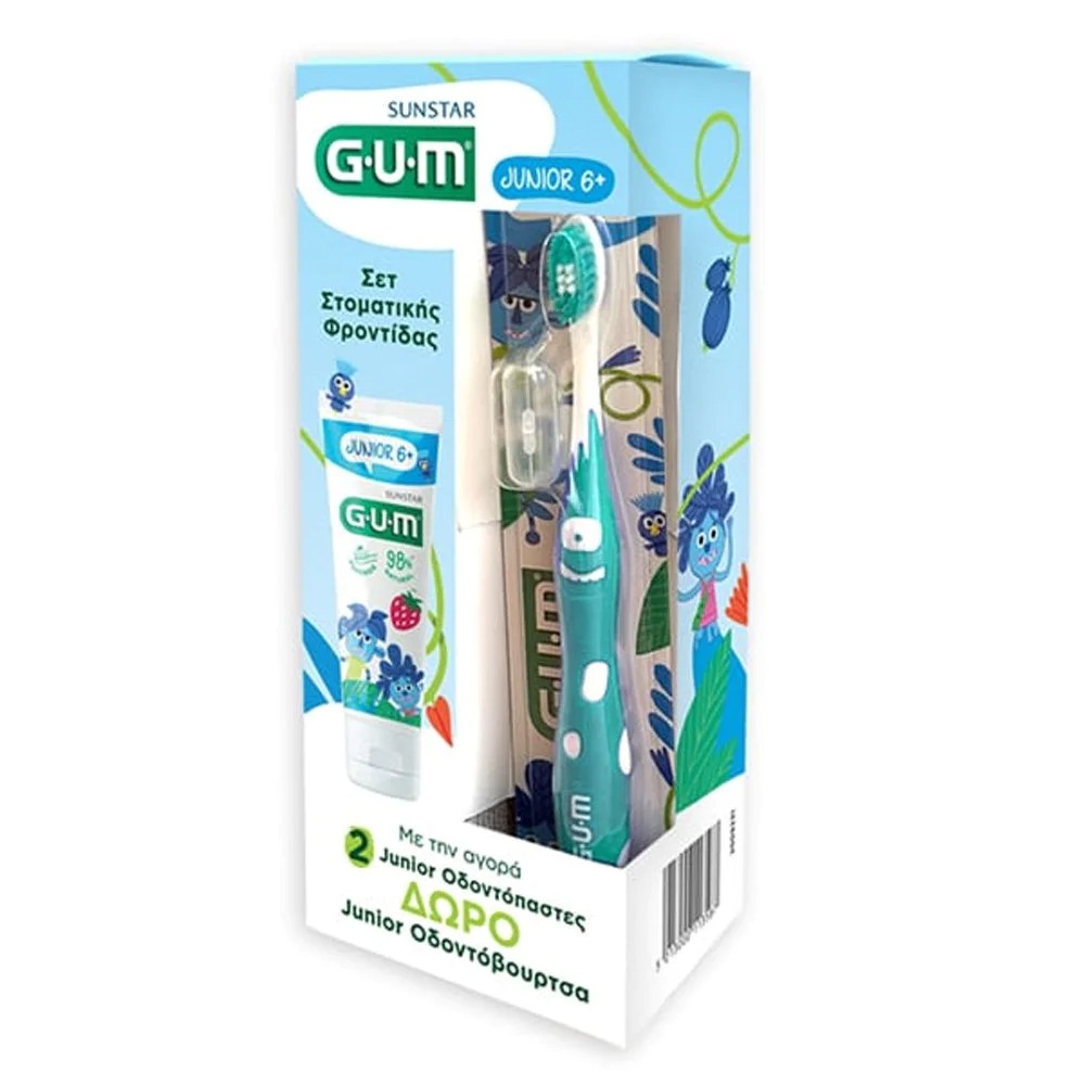 GUM Promo Junior Σετ – 2x Οδοντόκρεμα 6+ & Δώρο Οδοντόβουρτσα για Παιδιά 6+ Ετών Στοματική φροντίδα
