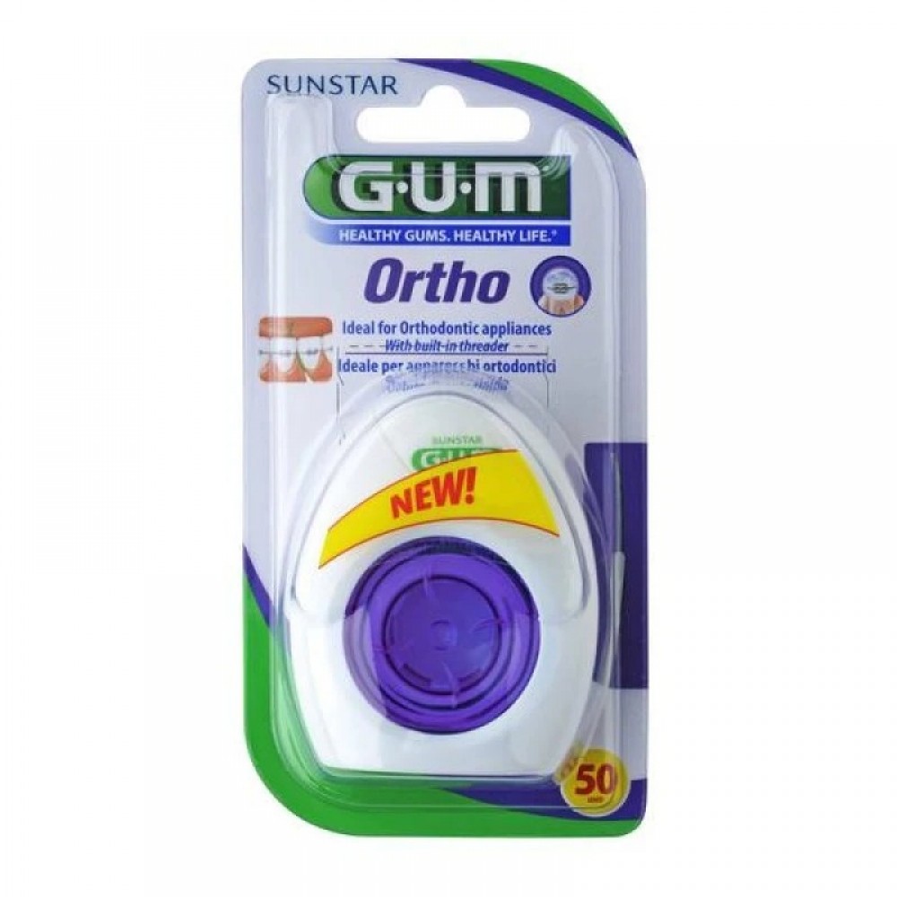 GUM 3220 Ortho Floss Οδοντικό Νήμα για Ορθοδοντικούς Μηχανισμούς – 50 Προκαθορισμένες Χρήσεις Στοματική φροντίδα