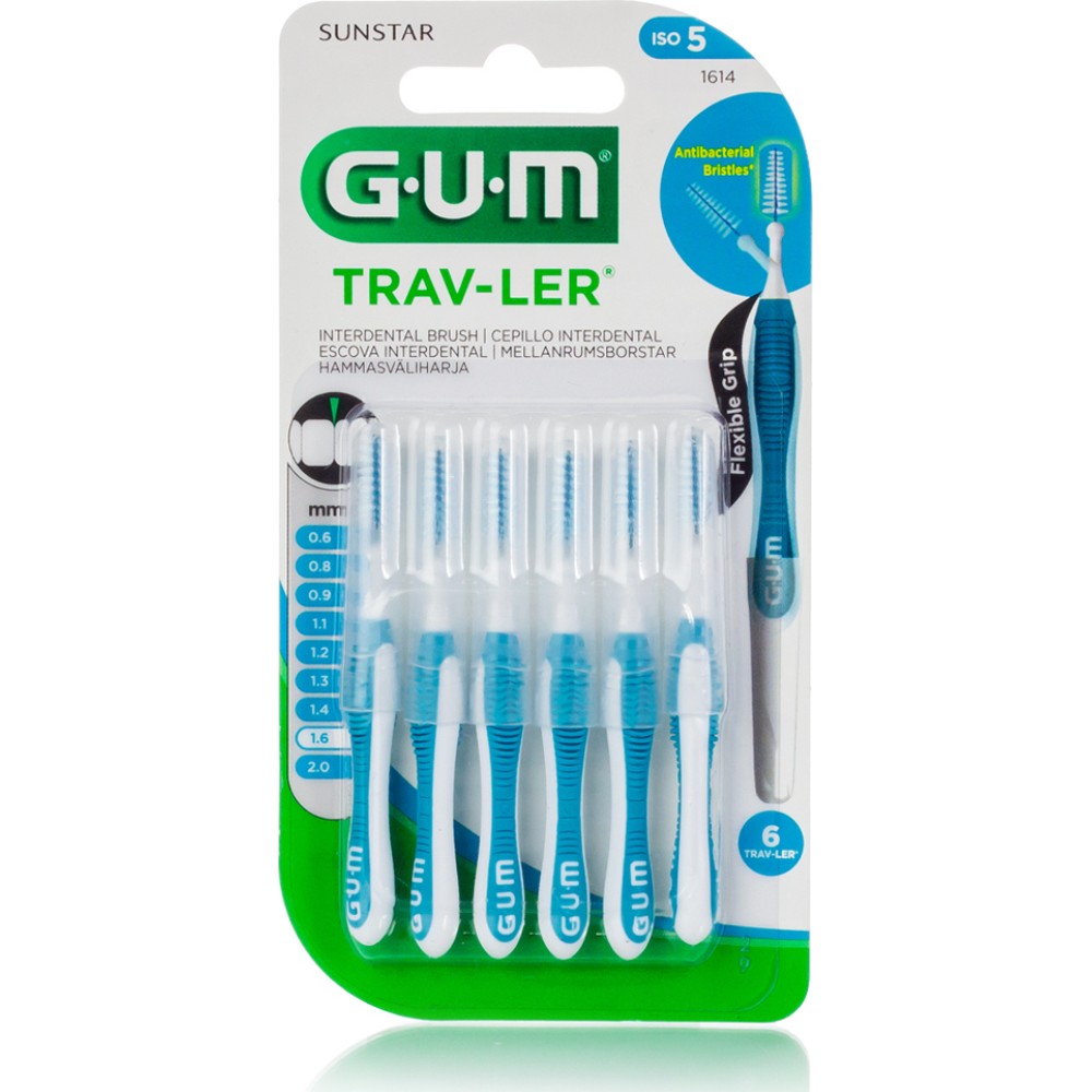 GUM 1614 Trav-Ler Μεσοδόντια Βουρτσάκια 1,6mm 6τεμ – Επαγγελματικός Καθαρισμός στα Μεσοδόντια Διαστήματα Στοματική φροντίδα
