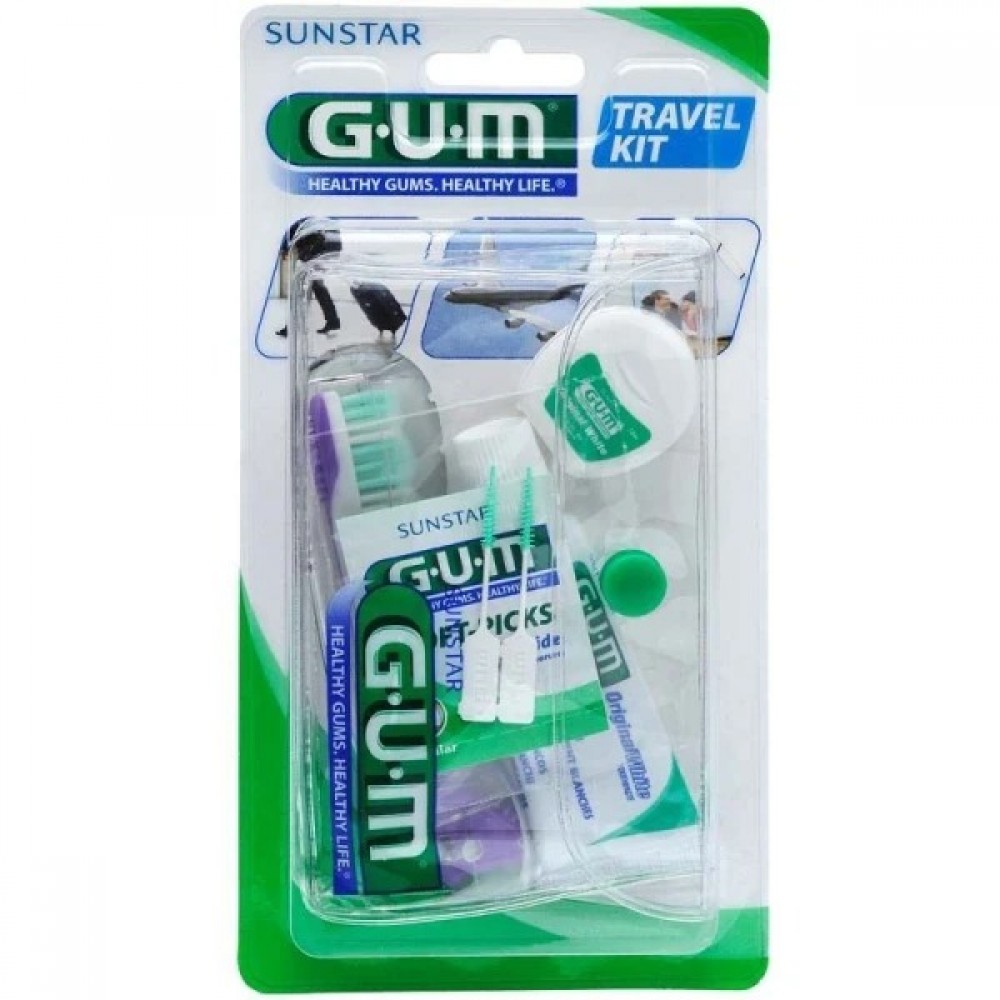 GUM Travel Kit 156 – Σετ Στοματικής Υγιεινής για Ταξίδι με Οδοντόβουρτσα, Οδοντόκρεμα & Νήμα Στοματική φροντίδα