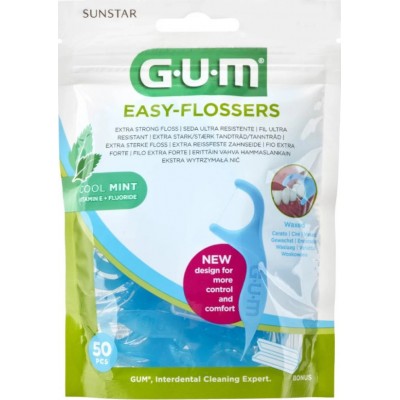 GUM Easy Flossers (890) – Οδοντικό Νήμα σε Διχάλες Μίας Χρήσης, 50 Τεμάχια