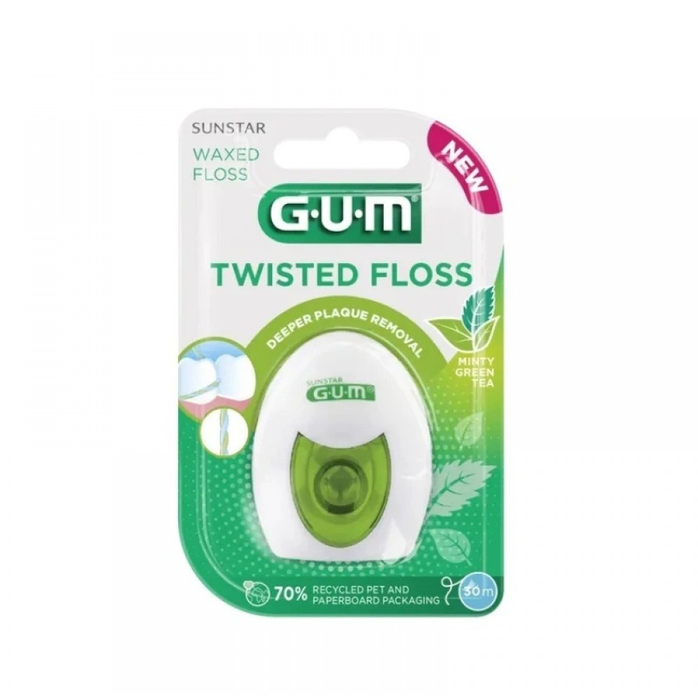 GUM 3500 Twisted Floss Waxed Οδοντικό Νήμα Κερωμένο 1τμχ – Ενισχυμένος Καθαρισμός με Twisted Τεχνολογία Στοματική φροντίδα