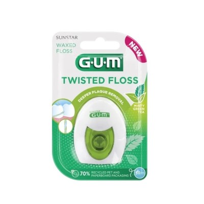 GUM 3500 Twisted Floss Waxed Οδοντικό Νήμα Κερωμένο 1τμχ – Ενισχυμένος Καθαρισμός με Twisted Τεχνολογία