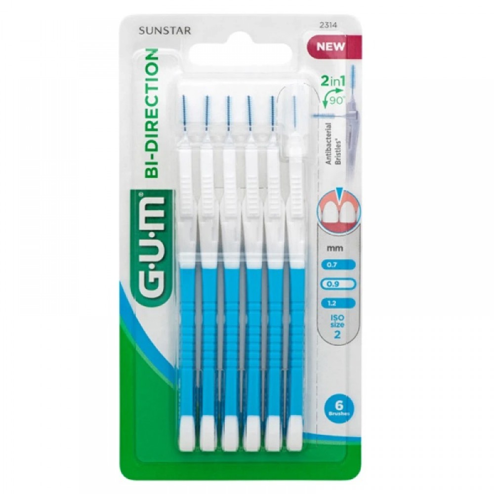 GUM Bi-Directional Micro Fine 0,9 (2314) – Μεσοδόντια Βουρτσάκια για Στενά Διαστήματα & Καθαρισμό 2 Κατευθύνσεων, 6τεμ Στοματική φροντίδα