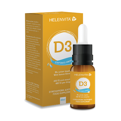 Helenvita Vitamin D3 Drops 400IU Λεμόνι 20ml – Βιταμίνη D3 για Παιδιά & Ενήλικες με Δροσιστική Γεύση