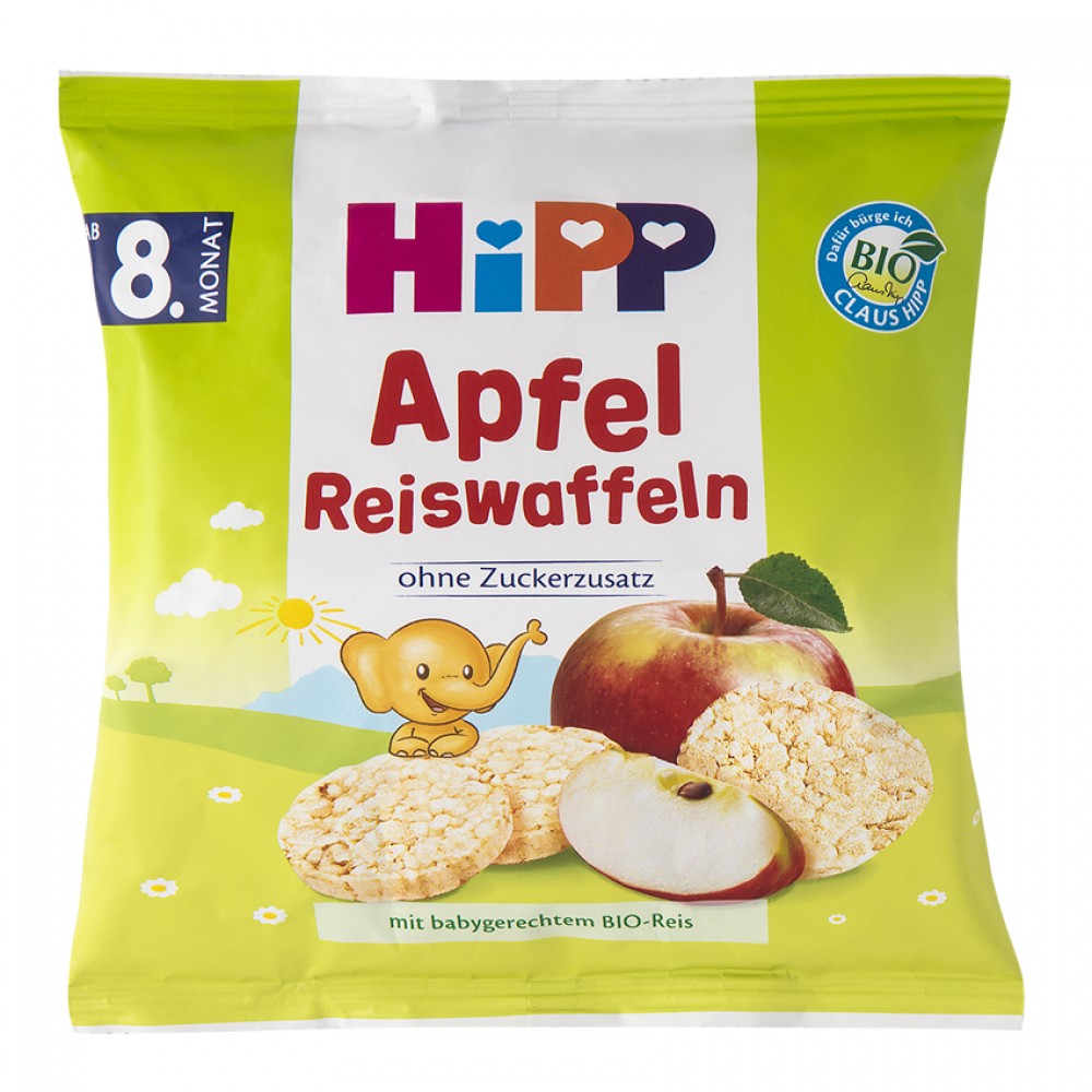 Hipp Παιδικά ρυζογκοφρετάκια μήλου 30gr Βρεφική διατροφή