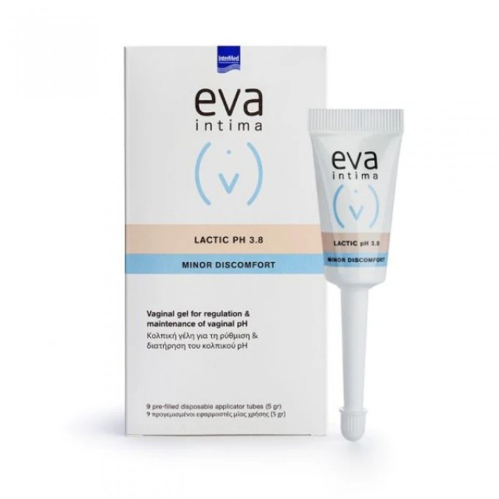 Intermed Eva Intima Lactic Κολπική Γέλη pH 3.8 για Επαναφορά & Διατήρηση του Φυσιολογικού Κολπικού pH, 9x5ml Ευαίσθητη Περιοχή 