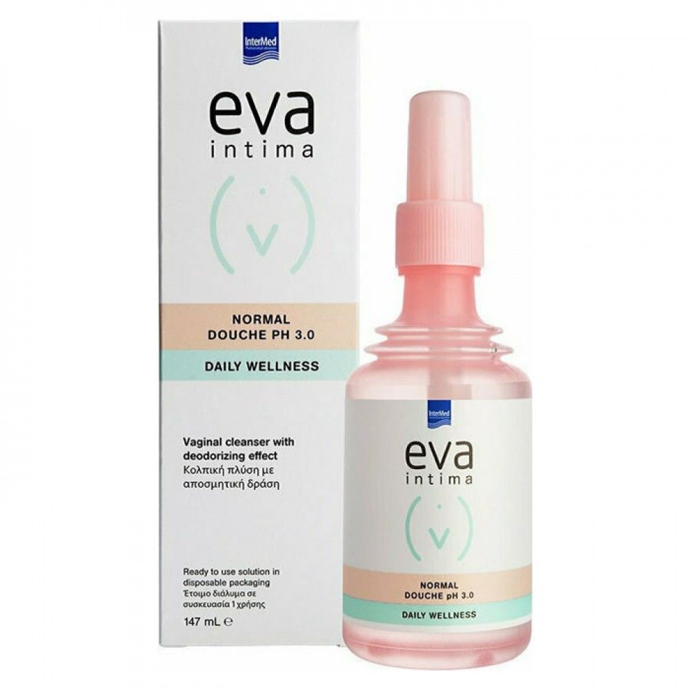 Intermed Eva Intima Normal Douche – Ενδοκολπική Πλύση με Αποσμητική Δράση & pH 3.0 για Φυσική Φρεσκάδα και Ισορροπία | 147ml Ευαίσθητη Περιοχή 