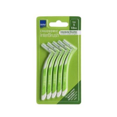 Intermed Ergonomic Interbrush Πράσινο Size 5 (0.8mm) – Εργονομικά Μεσοδόντια Βουρτσάκια για Βαθύ Καθαρισμό, 5τμχ