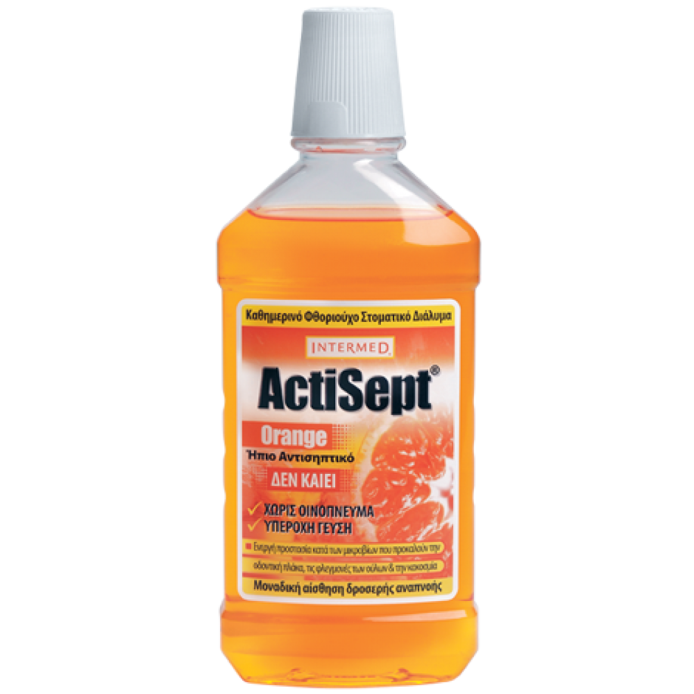 Intermed Actisept Στοματικό Διάλυμα Πορτοκάλι 500ml – Αντισηπτική Φροντίδα με Φρουτώδη Φρεσκάδα Στοματική φροντίδα