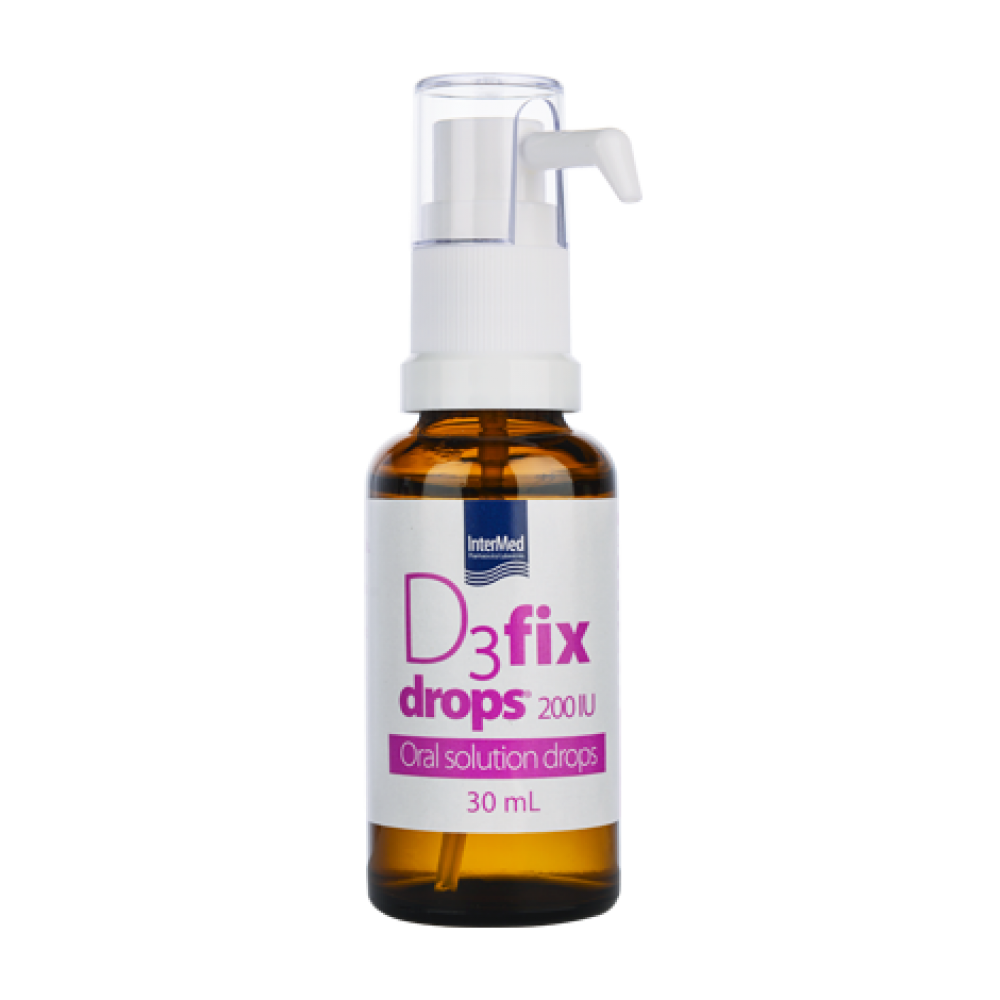 Intermed D3 Fix Drops 200IU με Αντλία 30ml – Ημερήσια Βιταμίνη D3 για Παιδιά & Βρέφη με Απόλυτη Ακρίβεια Συμπληρώματα διατροφής
