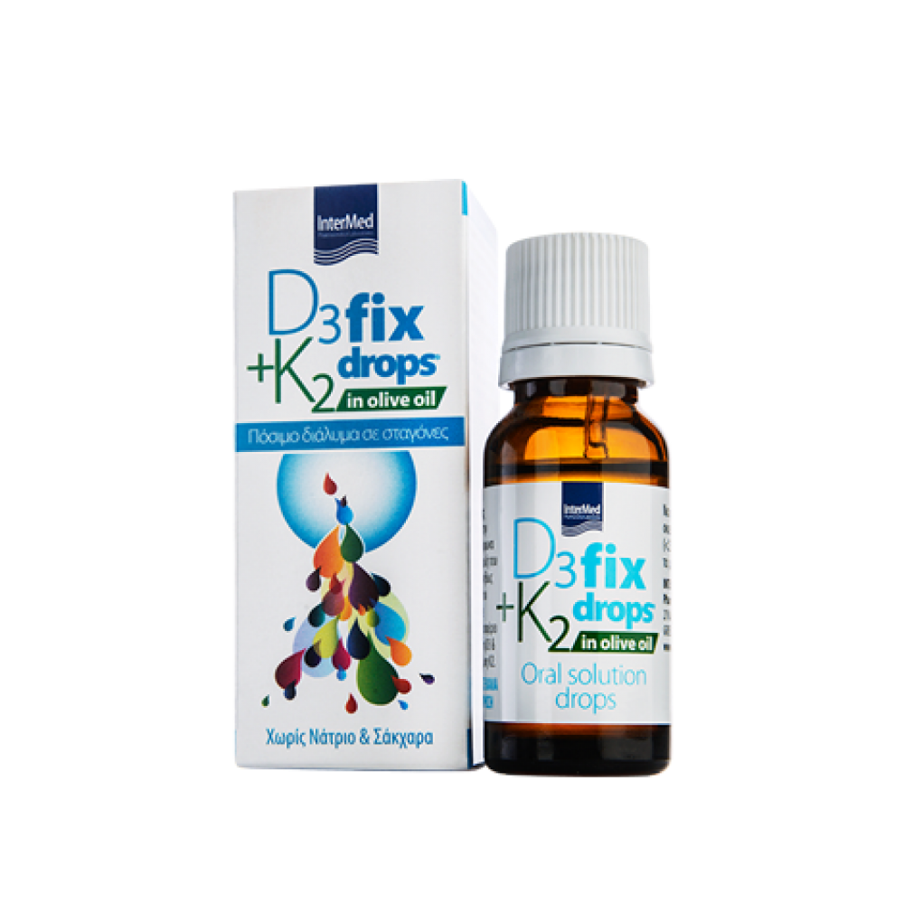 Intermed D3 & K2 Fix Drops – Σταγόνες Βιταμινών D3 & K2 για Υγιή Οστά & Καρδιαγγειακή Υγεία Συμπληρώματα διατροφής