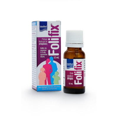 Folifix – Συμπλήρωμα Φυλλικού Οξέος σε Σταγόνες 400mcg με Γεύση Βατόμουρο, 12ml