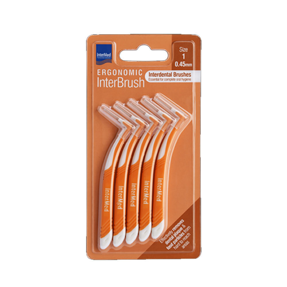 Intermed Ergonomic Interbrush Πορτοκαλί Size 1 (0.45mm) – Μεσοδόντια Βουρτσάκια Υψηλής Ακρίβειας για Πολύ Στενά Κενά, 5τεμ Στοματική φροντίδα