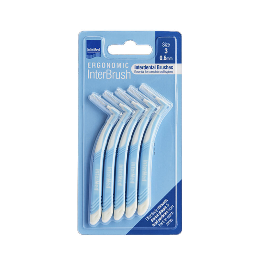 Intermed Ergonomic Interbrush Μπλε Size 3 (0.6mm) – Εργονομικά Μεσοδόντια Βουρτσάκια για Αποτελεσματικό Καθαρισμό, 5τμχ Στοματική φροντίδα