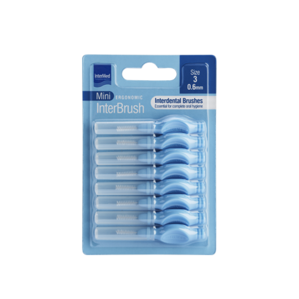 Intermed Mini Ergonomic Μεσοδόντια Βουρτσάκια με Λαβή 0.6mm – Γαλάζια 8τμχ για Καθημερινό Βαθύ Καθαρισμό Οδοντικών Μεσοδιαστημάτων Στοματική φροντίδα