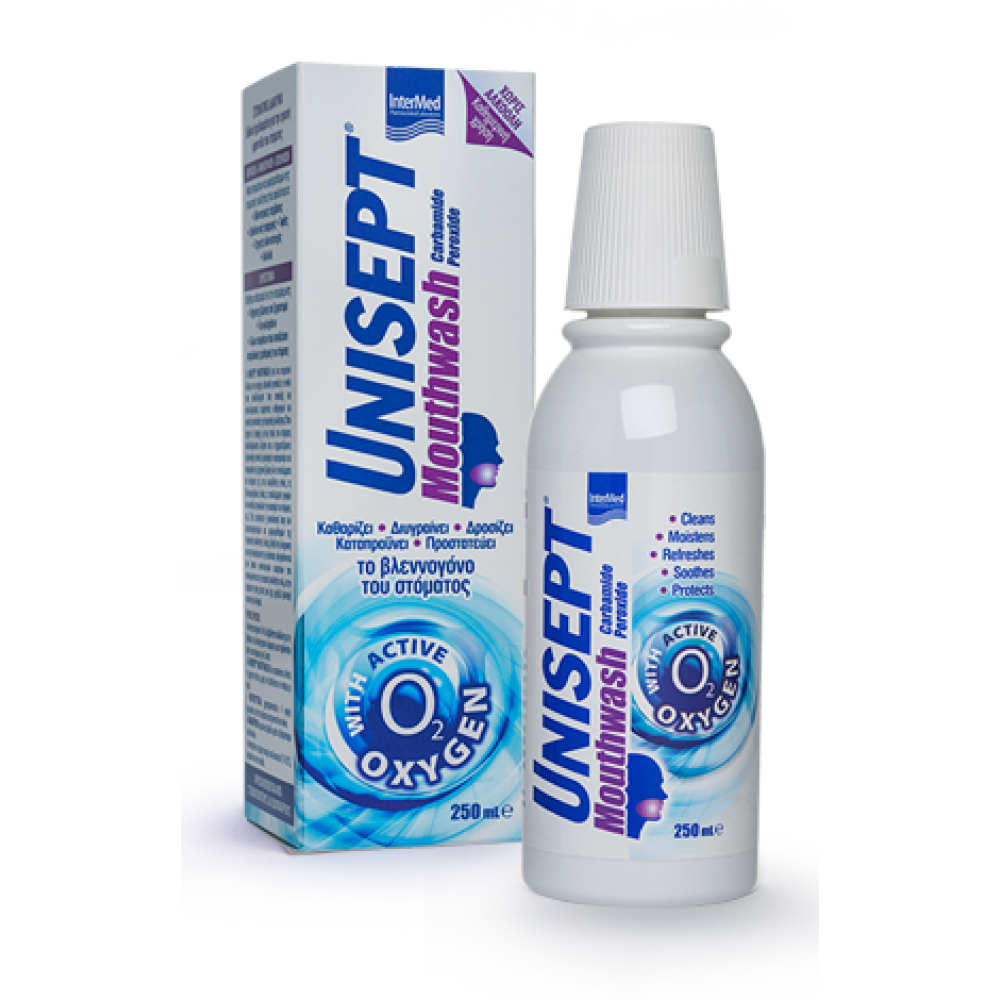 Intermed Unisept Mouthwash Καθημερινό Στοματικό Διάλυμα 250ml – Ήπια Αντισηψία & Δροσερή Αναπνοή Χωρίς Αλκοόλη Στοματική φροντίδα