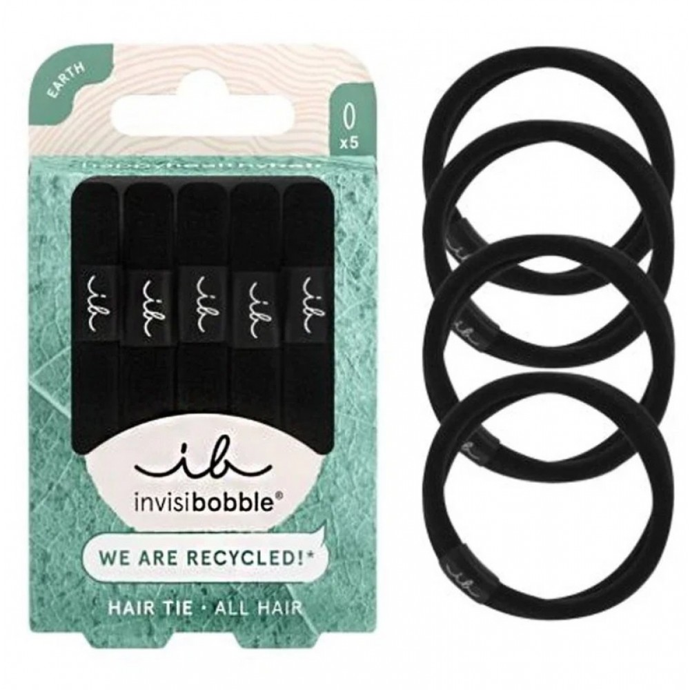 Invisibobble Hair Tie Black Λαστιχάκια Μαλλιών 5τμχ Φροντίδα μαλλιών