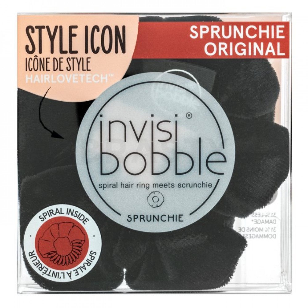 Invisibobble Sprunchie Original True Black Λαστιχάκι Μαλλιών Μαύρο 1 Τεμάχιο Φροντίδα μαλλιών