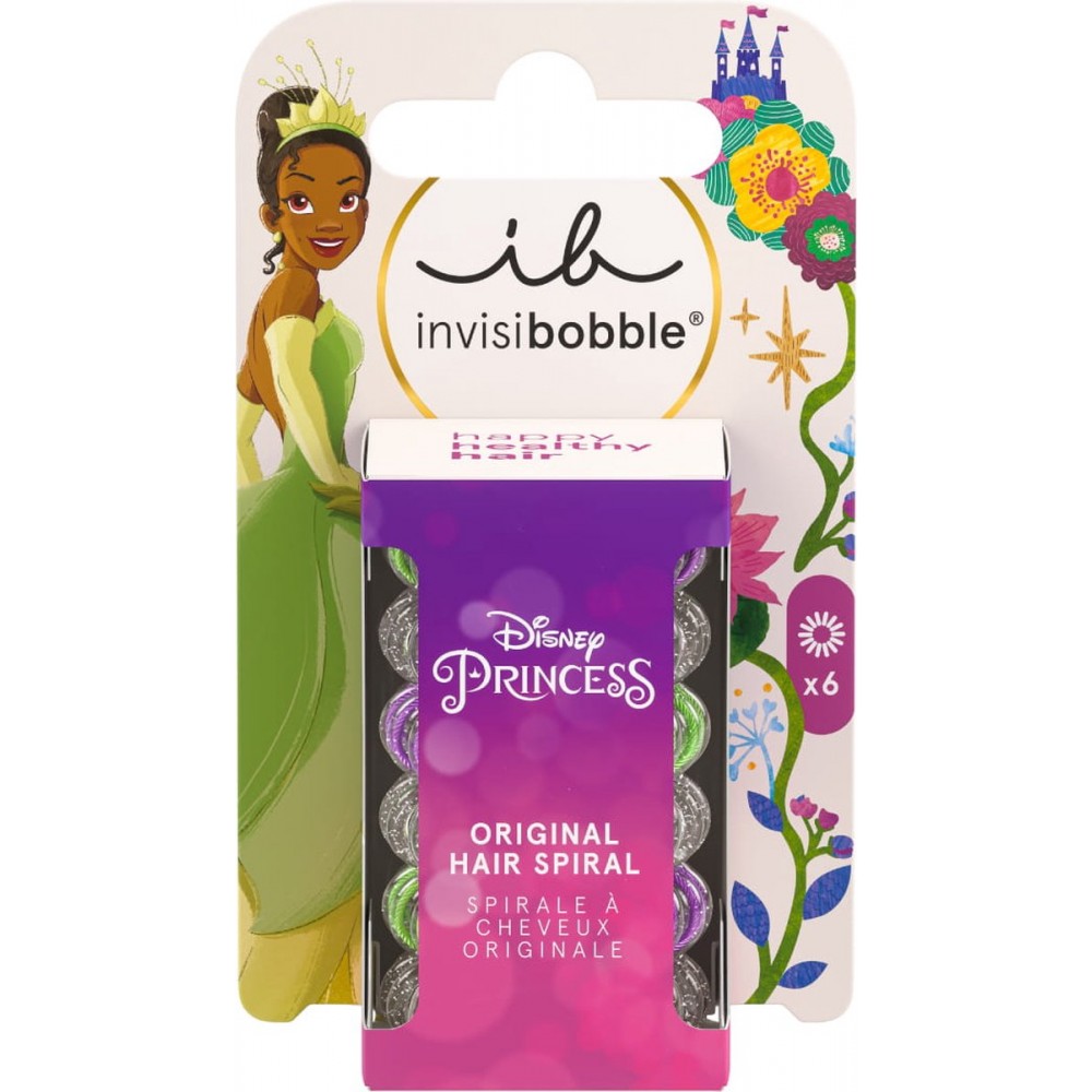 Ινvisibobble Kids Original Disney Tiana Πολύχρωμα Παιδικά Λαστιχάκια Σπιράλ 6 Τεμάχια Φροντίδα μαλλιών