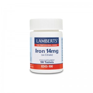 Lamberts Iron 14mg (Citrate) - Σίδηρος Υψηλής Απορρόφησης για Αιμοσφαιρίνη & Ενέργεια | 100 Ταμπλέτες Συμπληρώματα διατροφής
