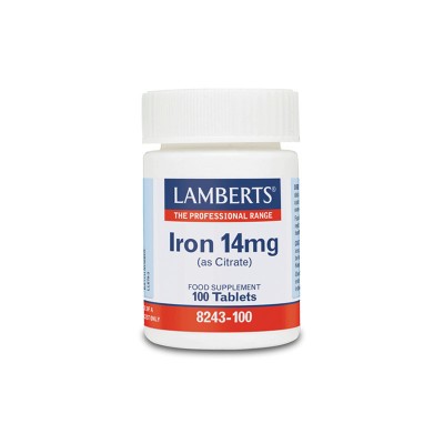 Lamberts Iron 14mg (Citrate) - Σίδηρος Υψηλής Απορρόφησης για Αιμοσφαιρίνη & Ενέργεια | 100 Ταμπλέτες