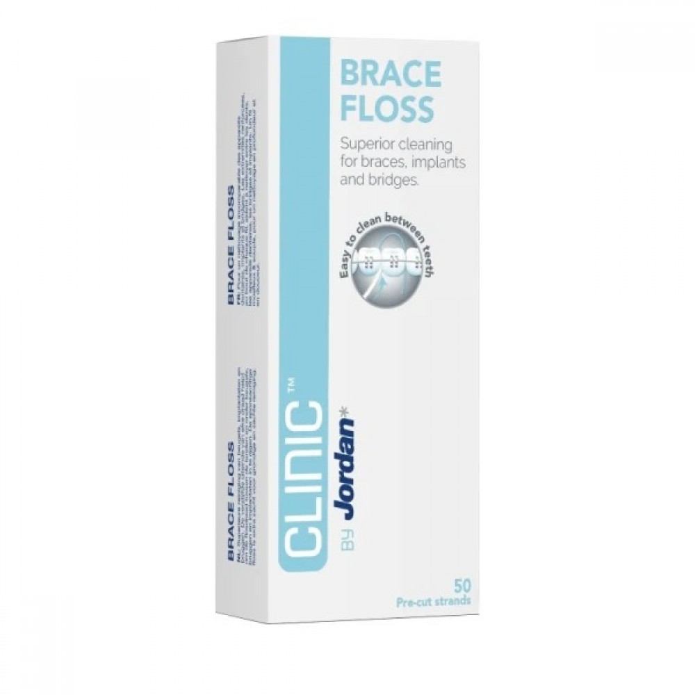 Jordan Clinic Brace Floss – Οδοντικό Νήμα για Σιδεράκια & Ορθοδοντικές Γέφυρες, 50 Τεμάχια Στοματική φροντίδα
