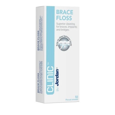 Jordan Clinic Brace Floss – Οδοντικό Νήμα για Σιδεράκια & Ορθοδοντικές Γέφυρες, 50 Τεμάχια