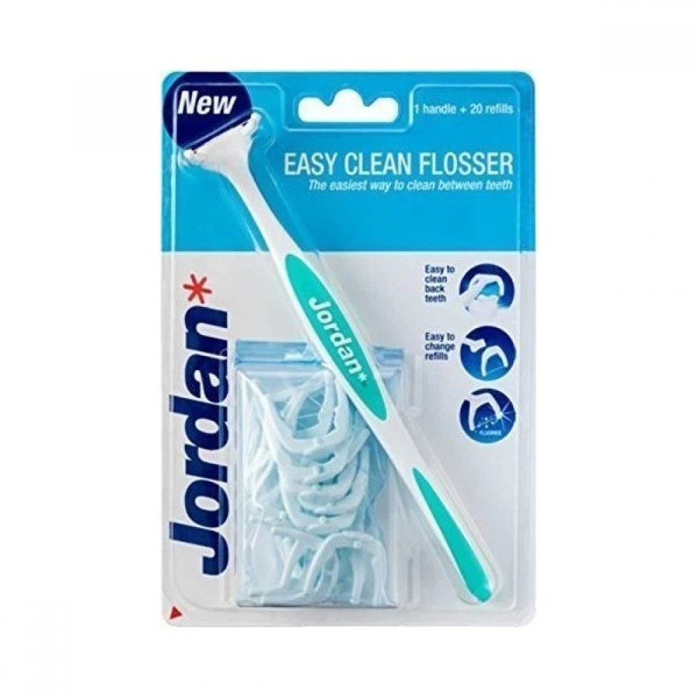 Jordan Easy Clean Flosser – Σύστημα Οδοντικού Νήματος με Λαβή & 20 Ανταλλακτικά για Άνετο Καθαρισμό Στοματική φροντίδα