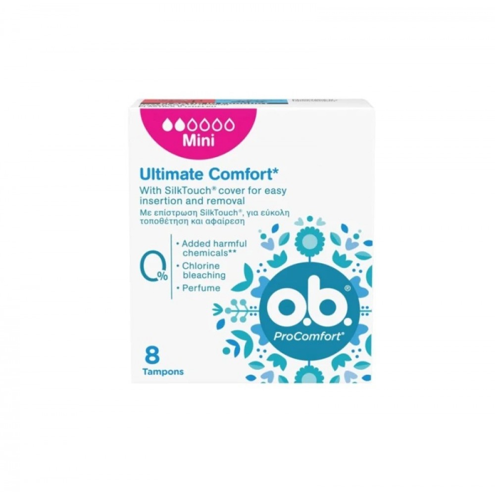 O.B. ProComfort Mini – Ταμπόν για Ελαφριά Ροή με SilkTouch® | 8τμχ Ευαίσθητη Περιοχή 