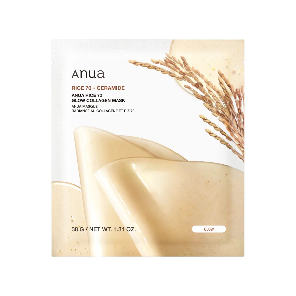 Anua Rice 70 Glow Collagen Mask 38g/4ea | Μάσκα Νύχτας με Κολλαγόνο & Ceramides K-Beauty