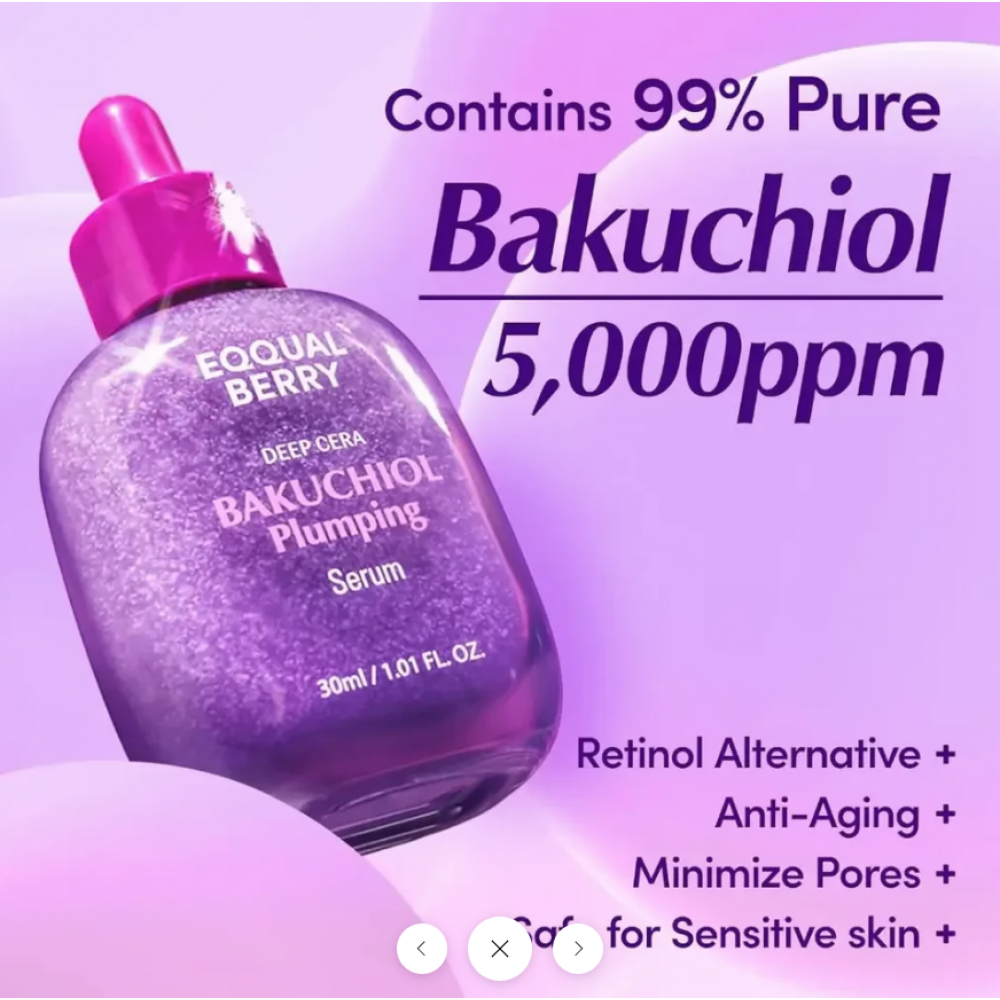 EQQUALBERRY Bakuchiol Plumping Serum 30ml – Φυσική Αντιγηραντική Φροντίδα χωρίς Ερεθισμούς Καλλυντικά