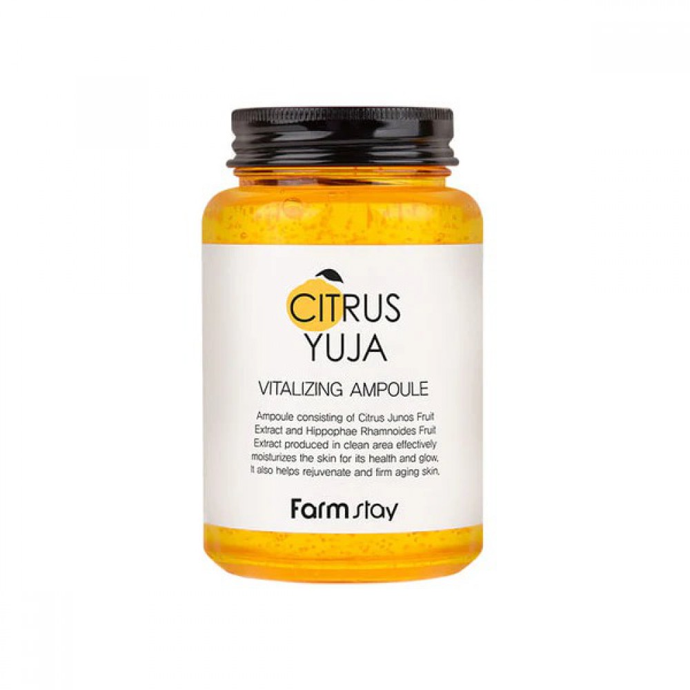 Farmstay Citrus Yuja Vitalizing Ampoule 250ml - Ορός Λάμψης & Αντιοξειδωτικής Προστασίας με Βιταμίνη C Essence-Αμπούλες-Serum