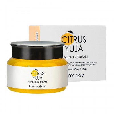 Farmstay Citrus Yuja Vitalizing Cream 100ml - Αντιοξειδωτική Κρέμα Λάμψης & Ανάπλασης με Βιταμίνη C