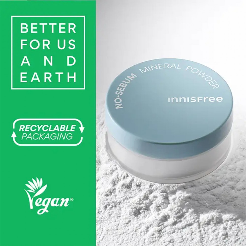 INNISFREE No Sebum Mineral Powder – Ρυθμιστής Σμήγματος με Ορυκτά Jeju & Φυσική Μέντα (5g) Καλλυντικά