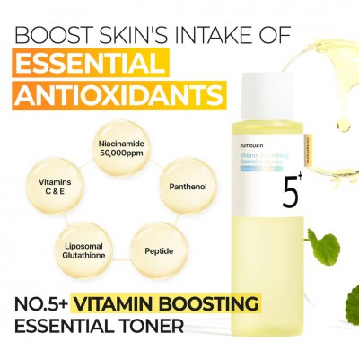 Numbuzin No. 5+ Vitamin Boosting Essential Toner 200ml - Ενεργοποιητής Λάμψης & Αντιοξειδωτική Λοσιόν Βιταμινών