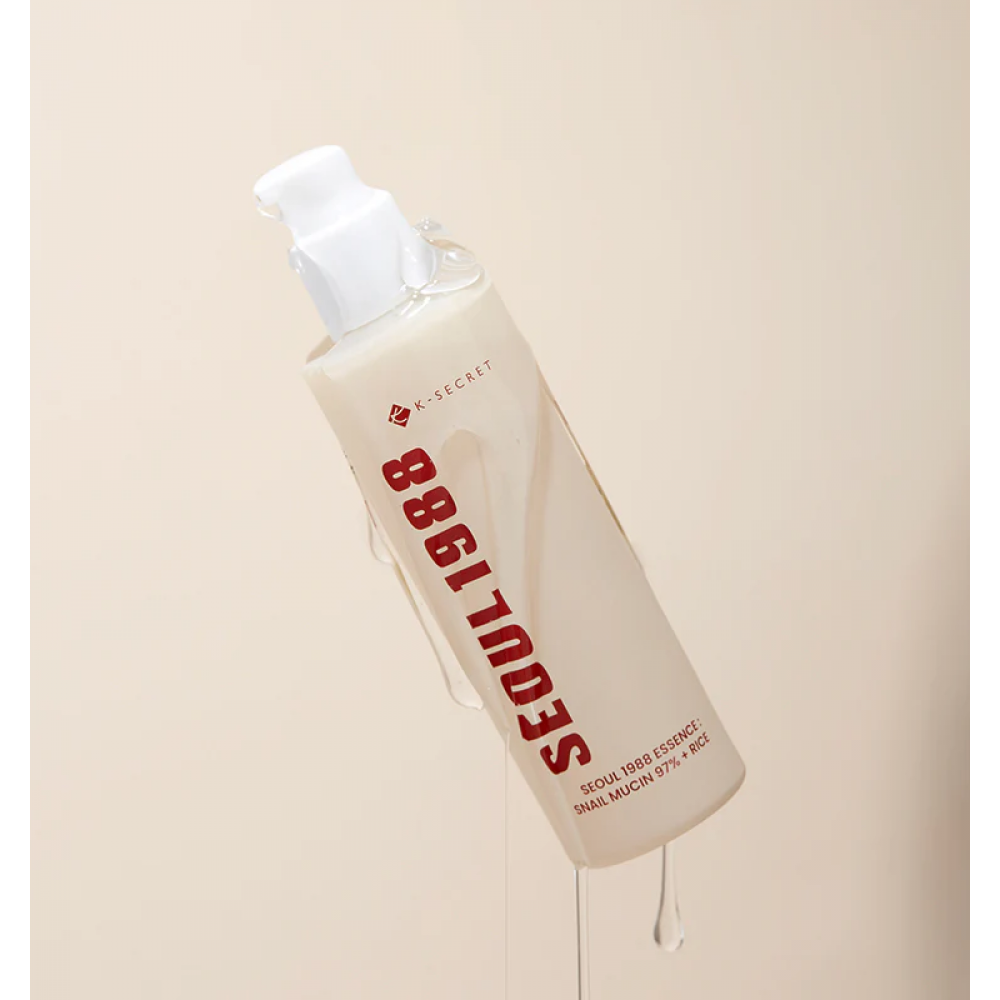 K-Secret Seoul 1988 Essence Snail Mucin 97% & Rice 100ml – Ενισχυμένο Booster Ανάπλασης & Λάμψης Καλλυντικά