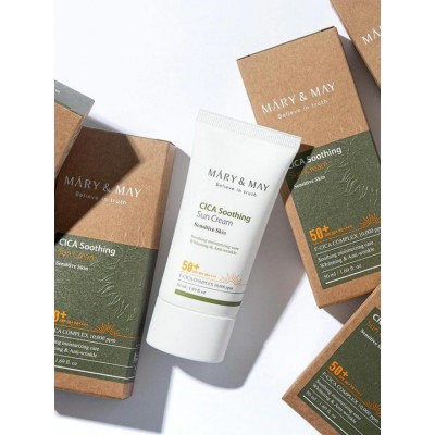 Mary & May CICA Soothing Sun Cream SPF 50+ PA++++ – Καταπραϋντική Αντηλιακή Κρέμα για Ευαίσθητο Δέρμα